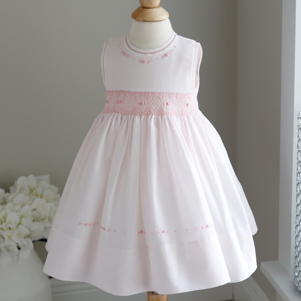 Pink Smocked Dress Girl's size 18 Months Feltman Brothers Sleeveless NWOT